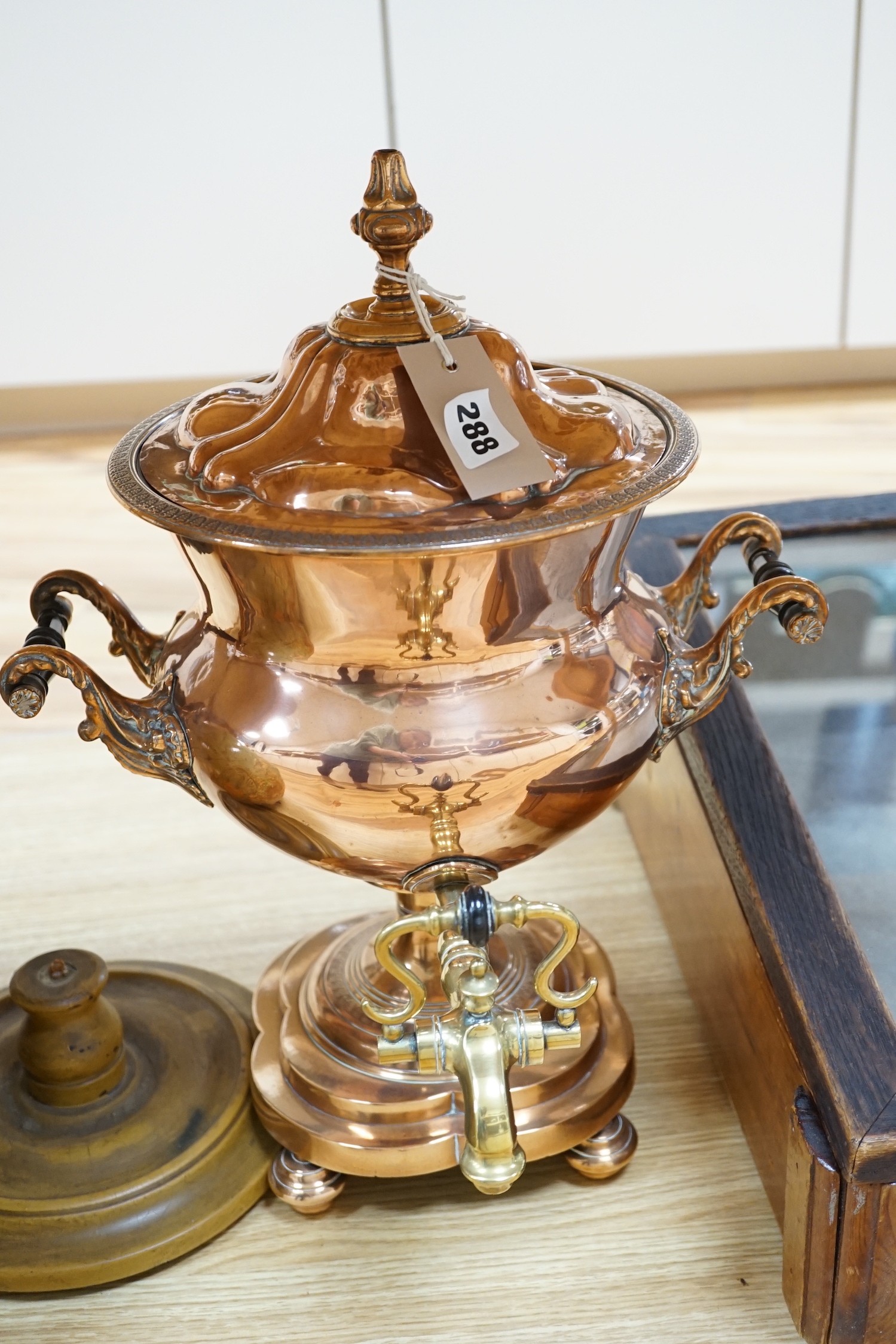 A Victorian copper samovar, 46 cm high